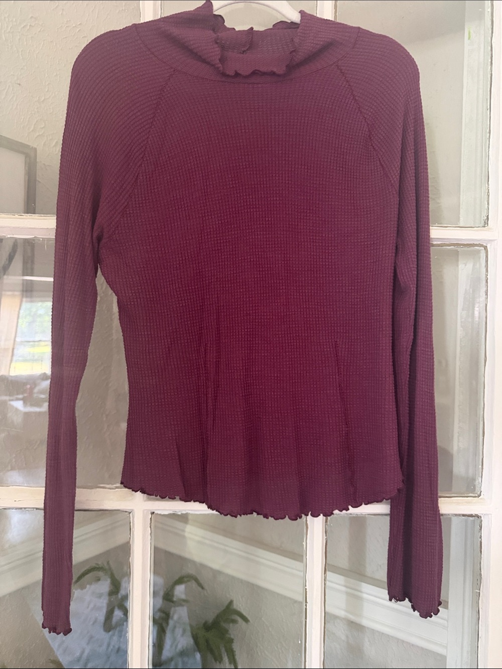 Intimately Free People Mock Neck Long-Sleeve Top in Burgundy